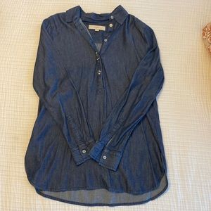 Loft dark chambray blouse size XS